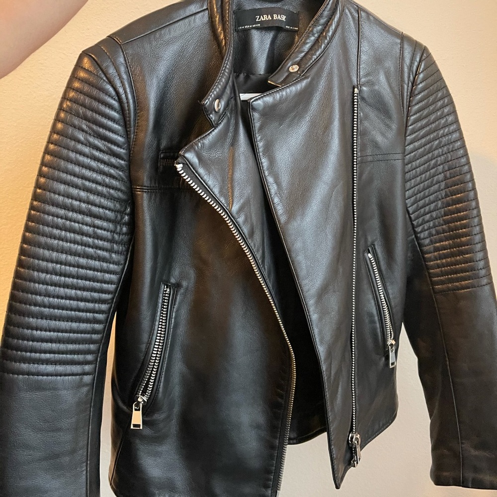 Zara black leather jacket